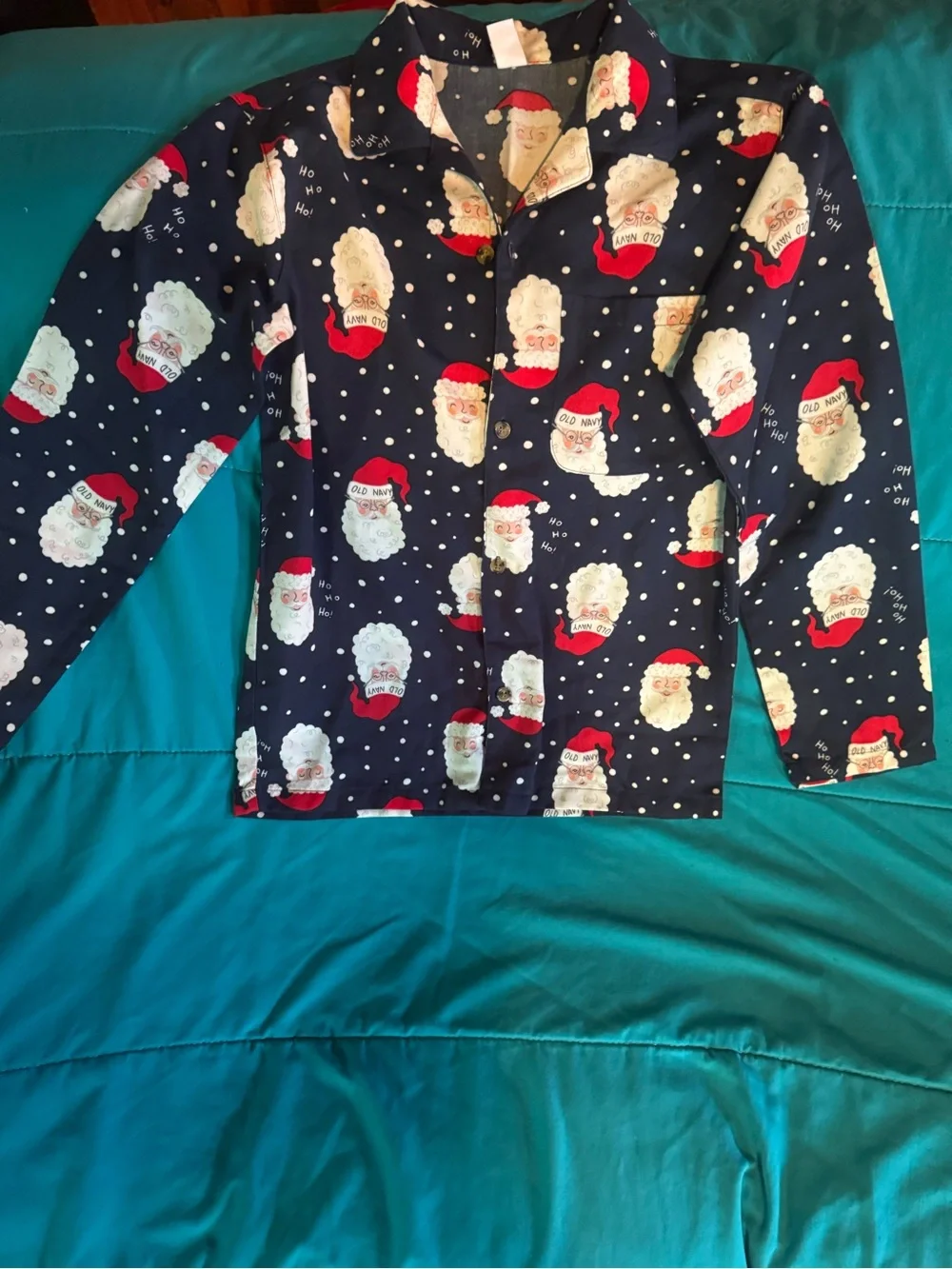 Old Navy Navy and Red Santa Print Kids Pajama Set